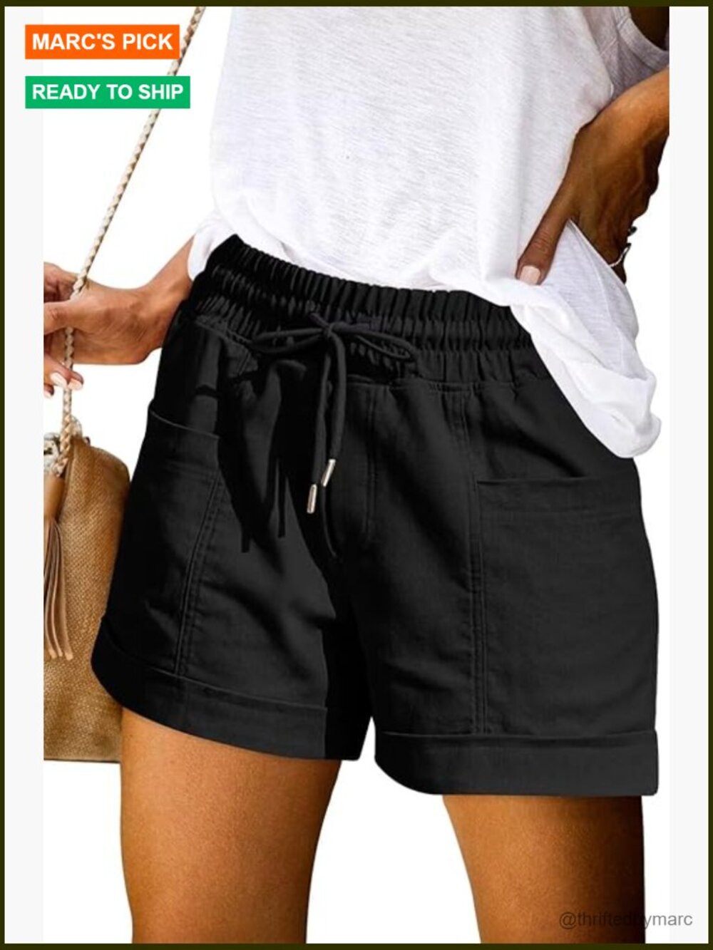 Women's Linen Cotton Casual Shorts With Pockets And Drawstring Waist